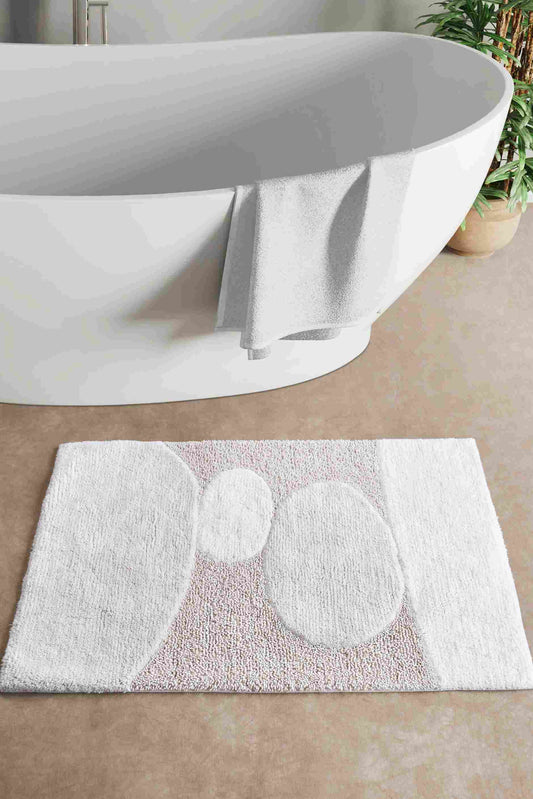 TOINNE BATH RUG - NATURAL/IVORY - TABLE TUFTED - COTTON