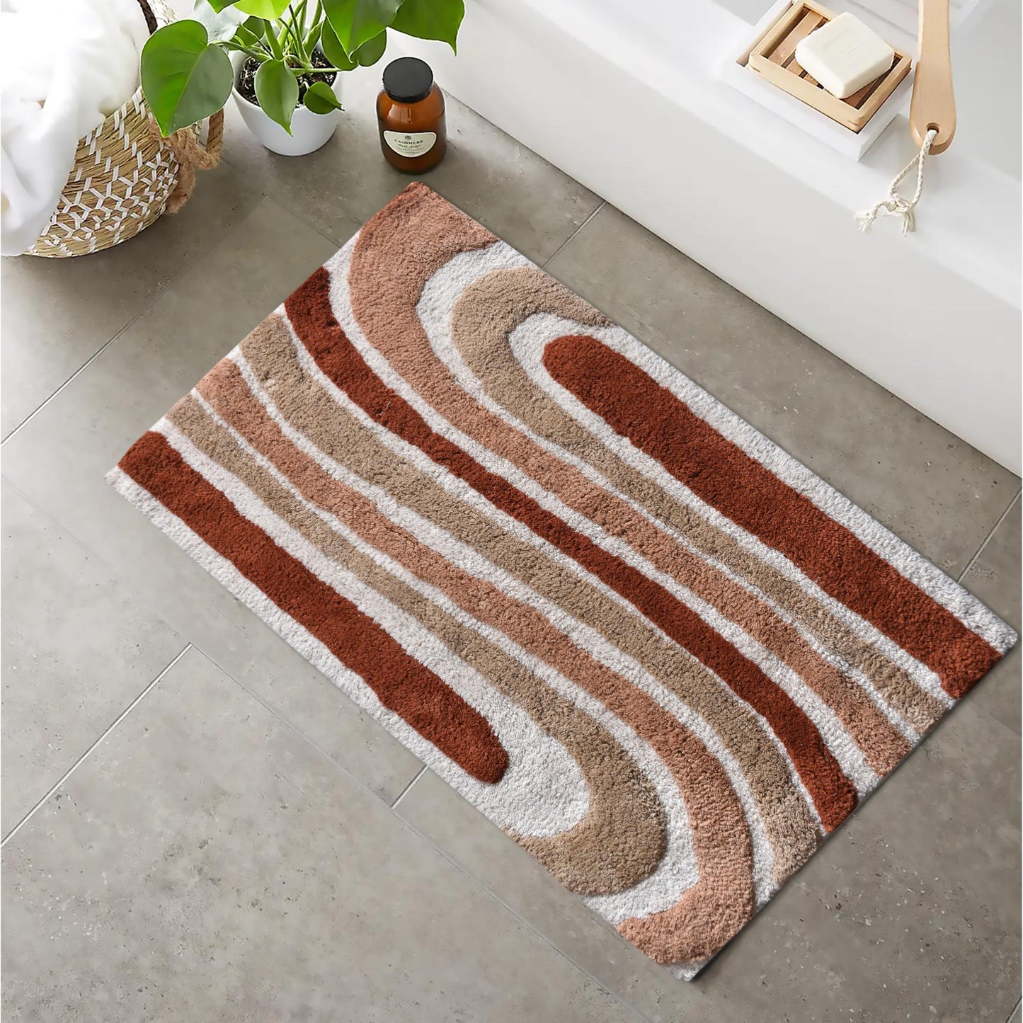 LUHHER BATH RUG - IVORY/BLUE/BEIGE - TABLE TUFTED - COTTON