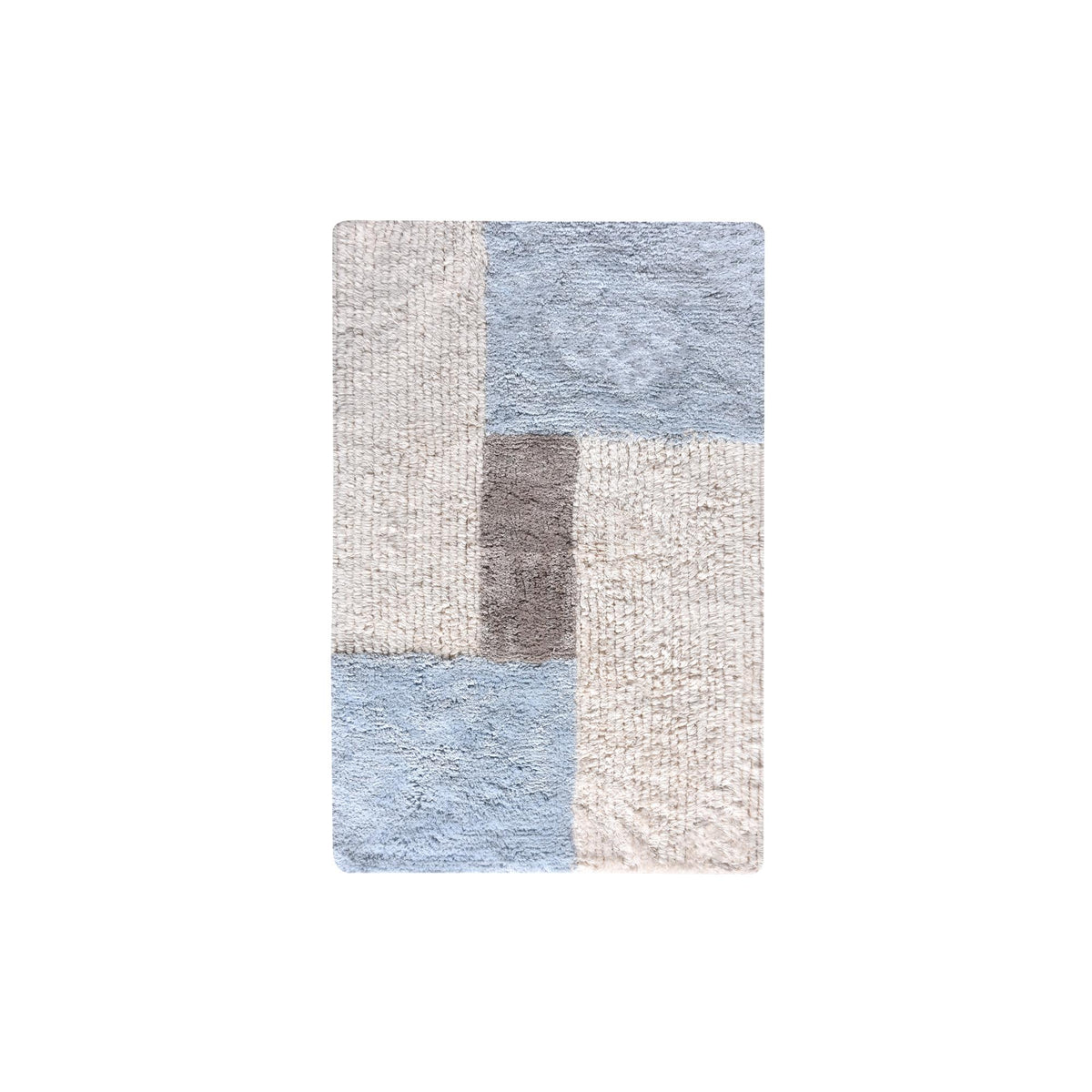 ERASMUS BATH RUG - IVORY/BEIGE/BLUE - TABLE TUFTED - COTTON