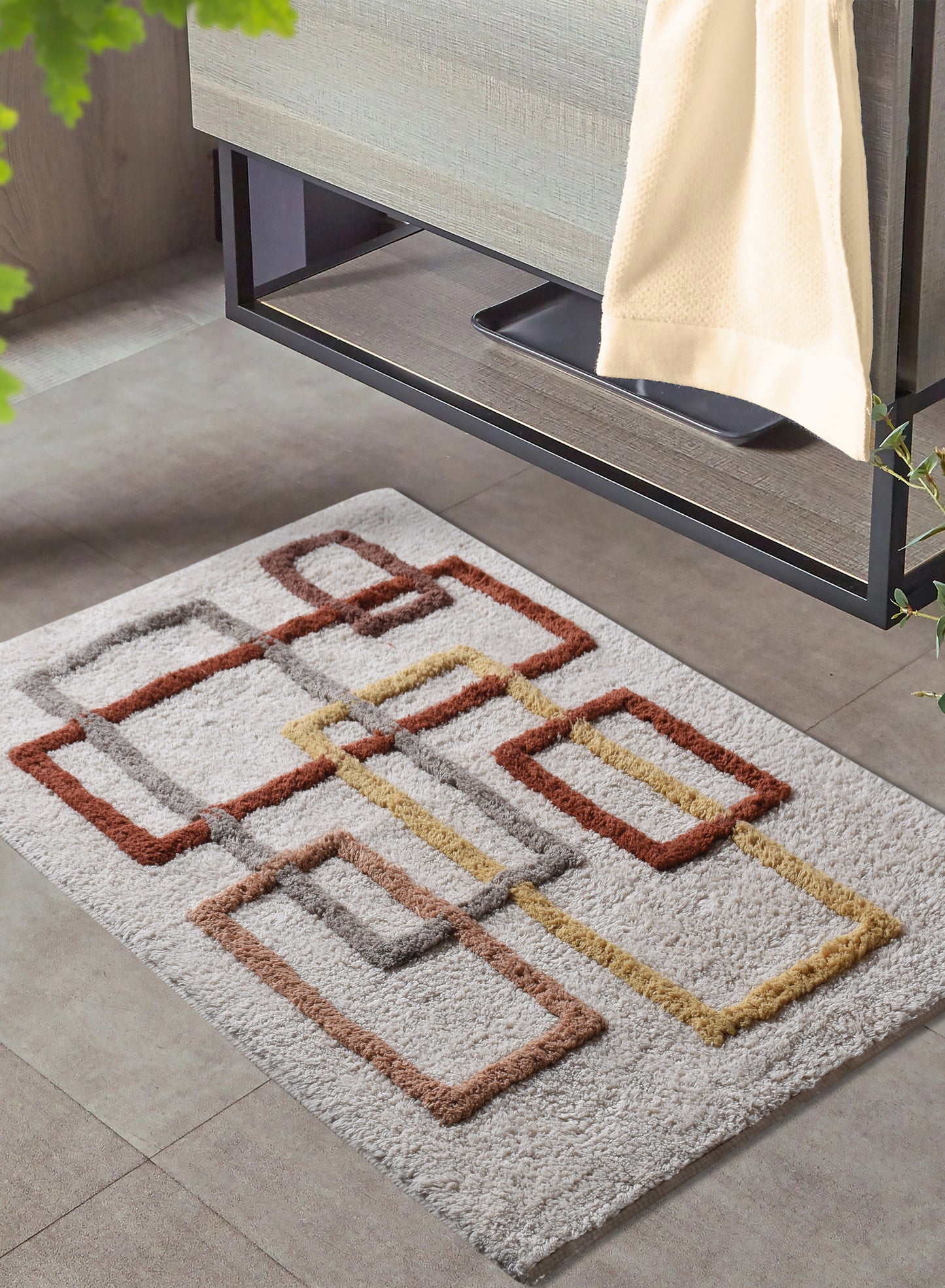 TSWELA BATH RUG - IVORY/MULTI - TABLE TUFTED - COTTON