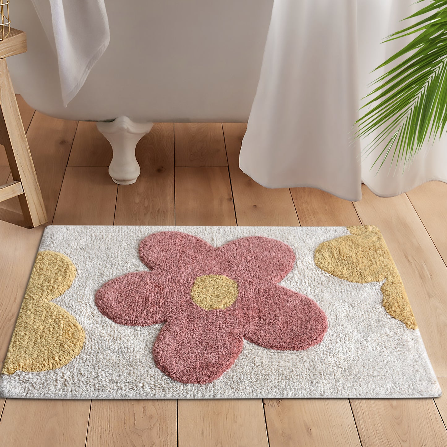 DIPINI BATH RUG - IVORY/BLUSH/YELLOW - TABLE TUFTED - COTTON