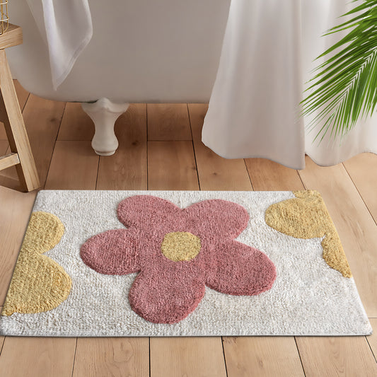 DIPINI BATH RUG - IVORY/BLUSH/YELLOW - TABLE TUFTED - COTTON