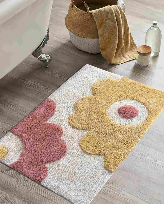 MOLEFI BATH RUG - IVORY/BLUSH/YELLOW - TABLE TUFTED - COTTON