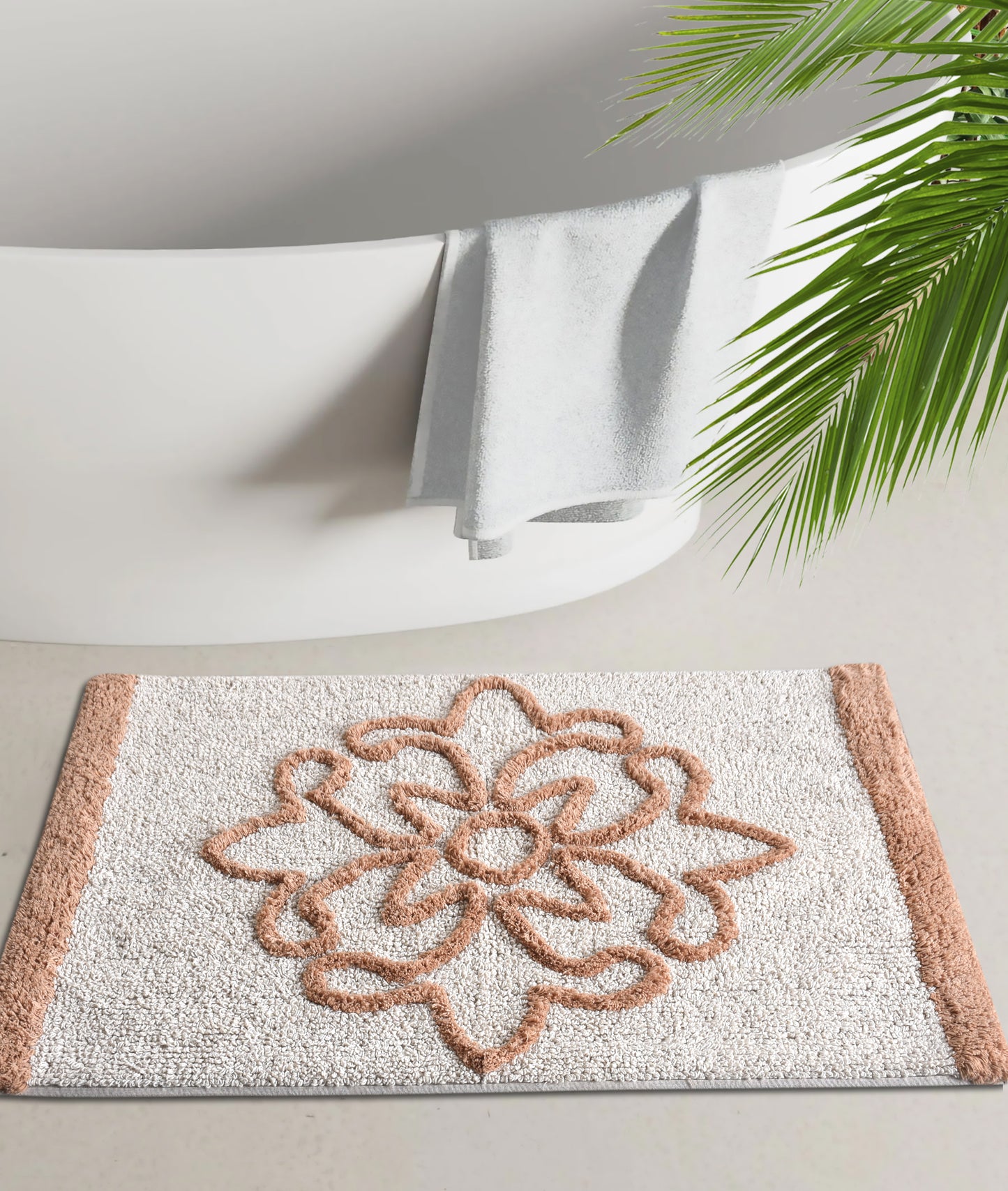 VREDEN BATH RUG - NATURAL/BEIGE - TABLE TUFTED - COTTON