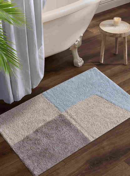 TOKOZA BATH RUG - IVORY/BLUE/GREY - TABLE TUFTED - COTTON