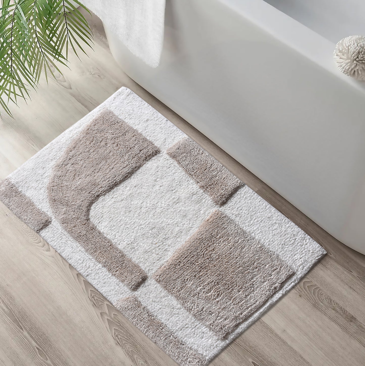 MALIBON BATH RUG - IVORY/BROWN - COTTON - TABLE TUFTED