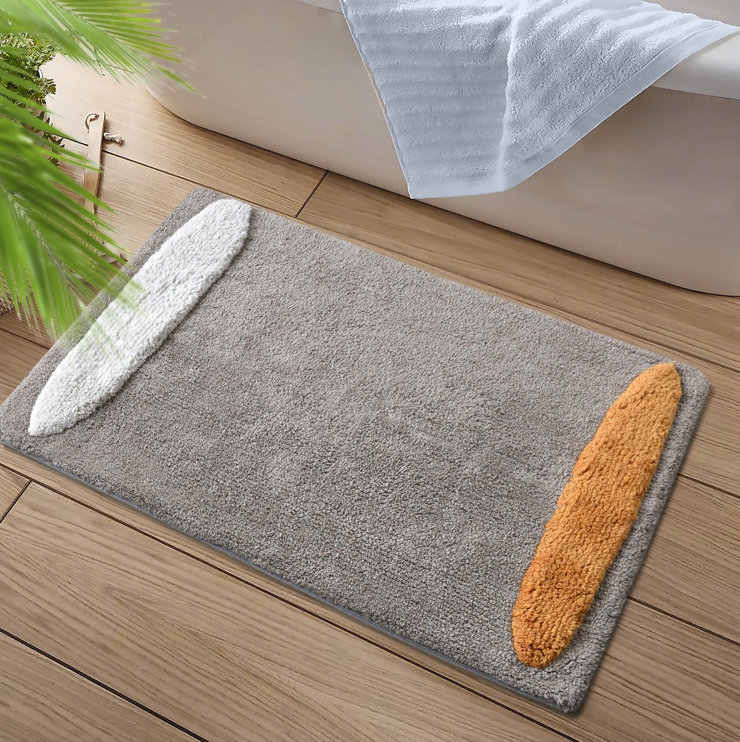 ROSSVILLE BATH RUG - GREY/IVORY/ORANGE - TABLE TUFTED - COTTON