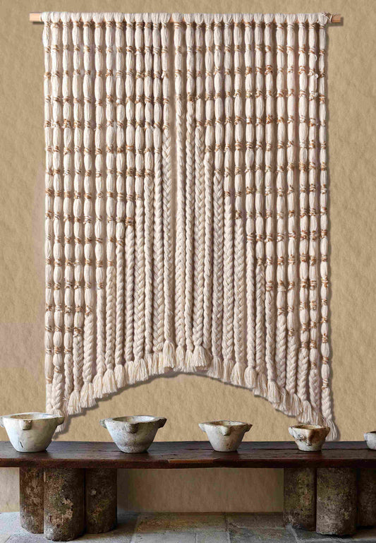 VERGARA WALL HANGING - IVORY/NATURAL - HAND KNITTED - JUTE + WOOL