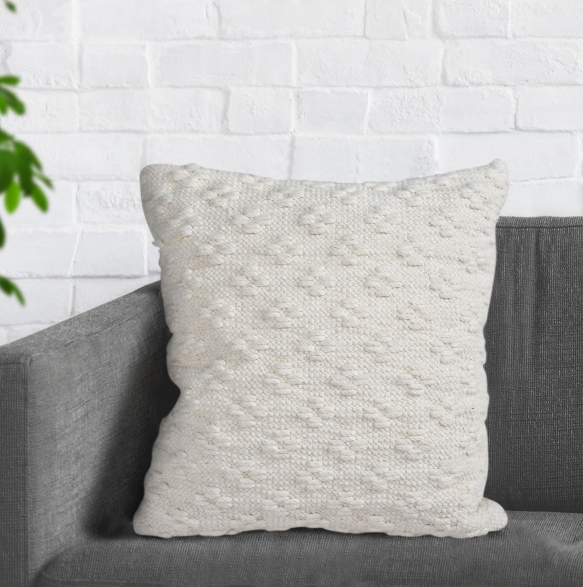 VIGNALE CUSHION - HANDWOVEN - WOOL - IVORY