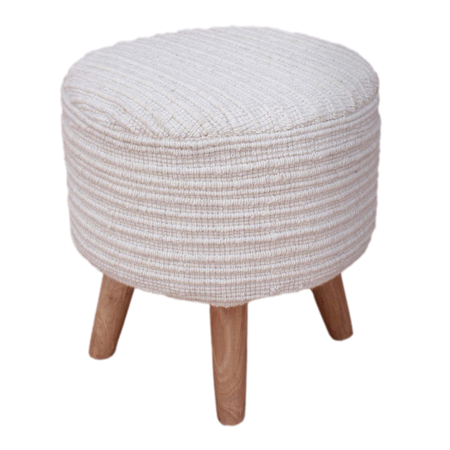 WILCOX-II ROUND STOOL - WOOL - HANDWOVEN - IVORY