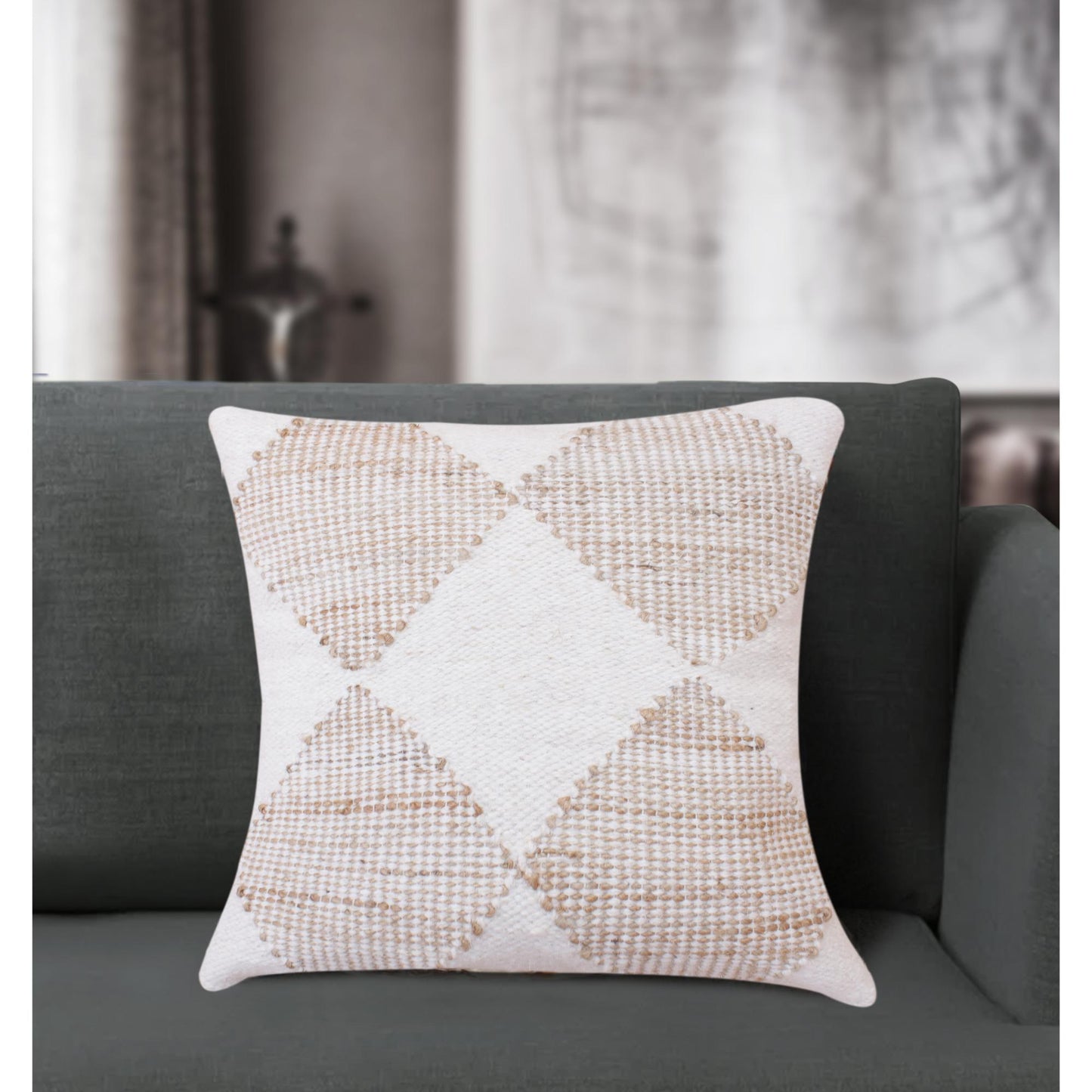 WALLILAB CUSHION - JUTE/WOOL - NATURAL/IVORY
