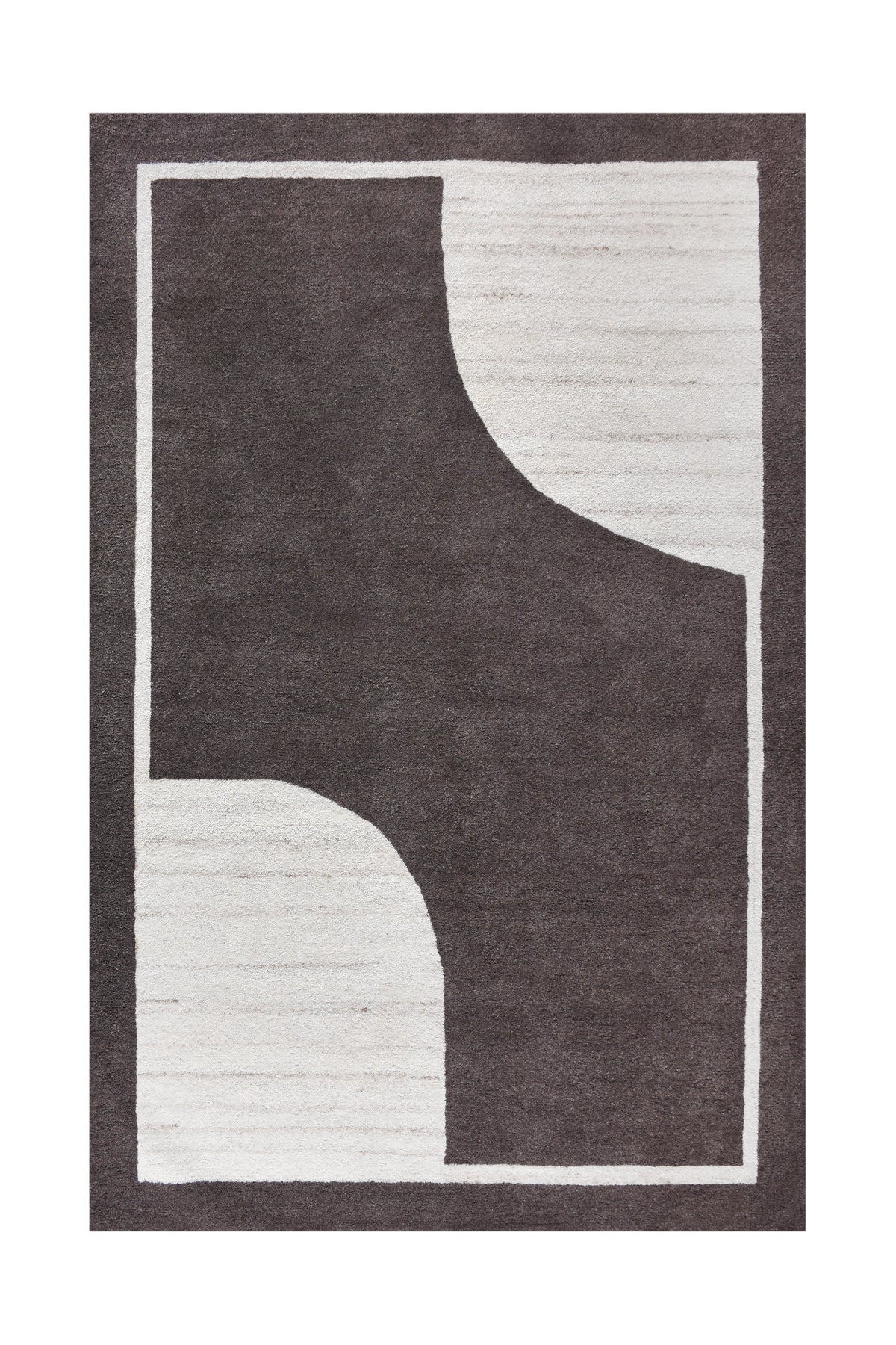 AGUDOS RUG - WOOL - HANDTUFTED - BROWN/IVORY