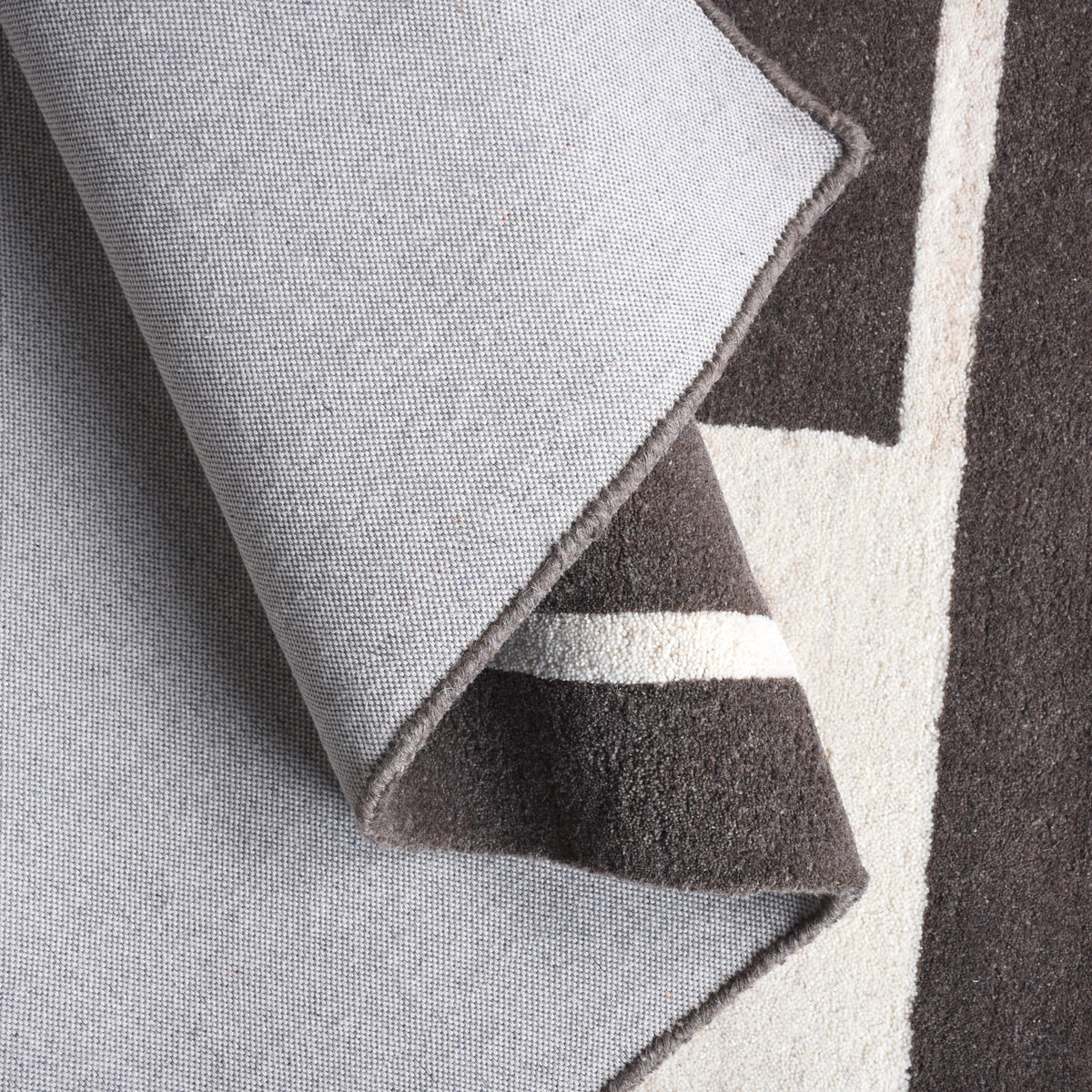 AGUDOS RUG - WOOL - HANDTUFTED - BROWN/IVORY