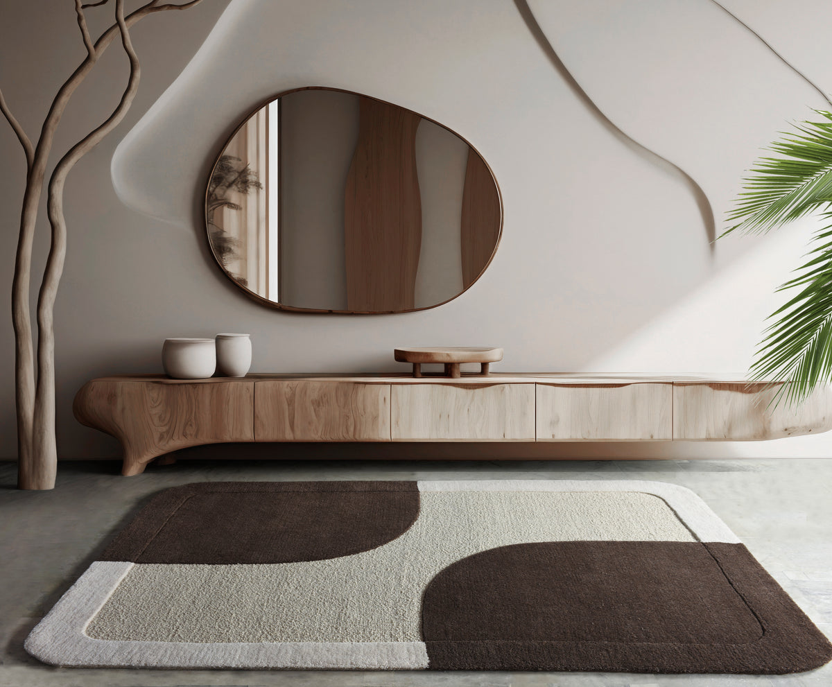 LAAKSO RUG - WOOL - HANDWOVEN/OVERTUFTED - IVORY/BROWN