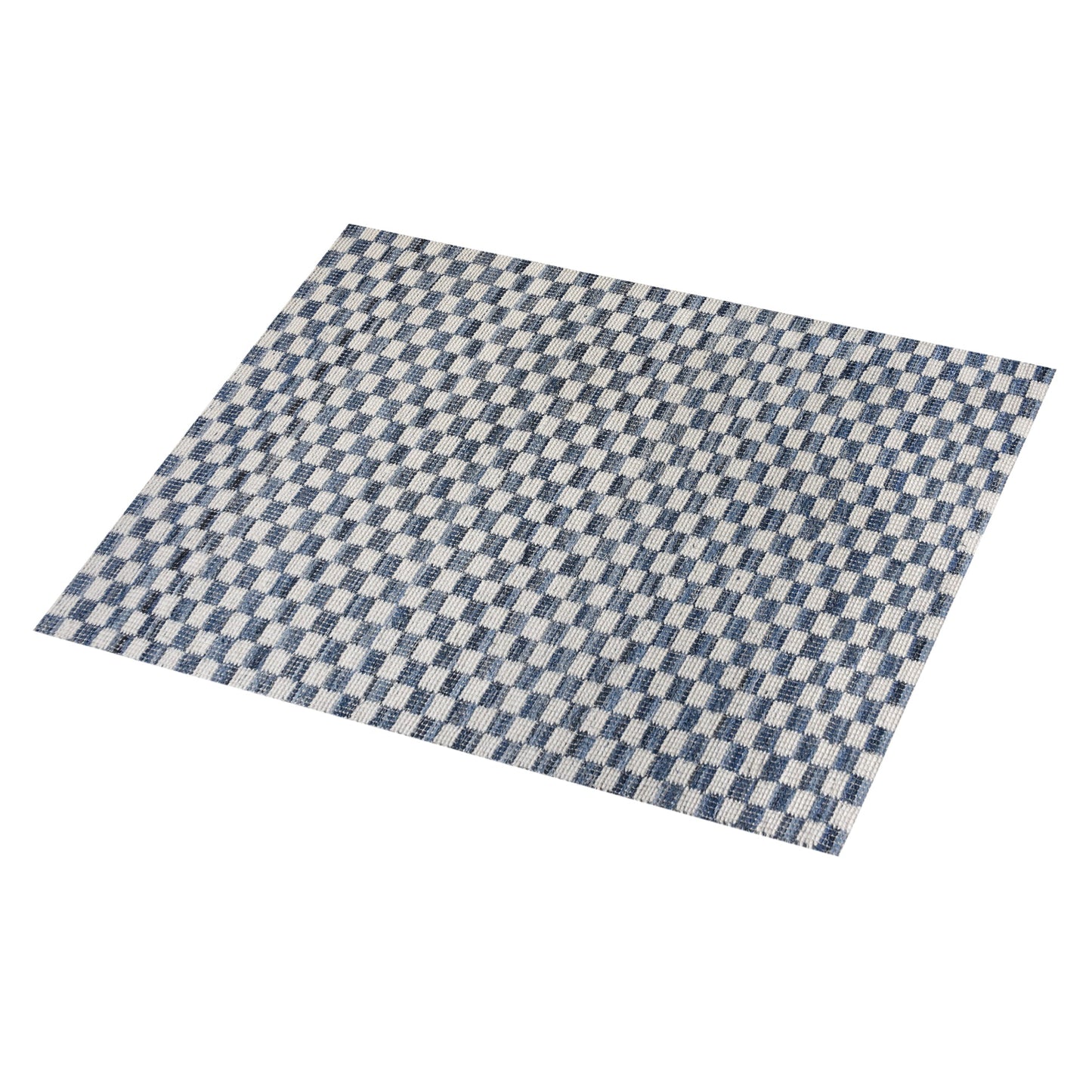 NICOLAVS RUG - IVORY/BLUE - HAND WOVEN - COTTON DENIM/WOOL