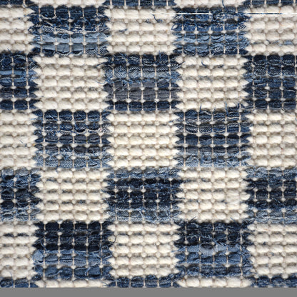 NICOLAVS RUG - IVORY/BLUE - HAND WOVEN - COTTON DENIM/WOOL