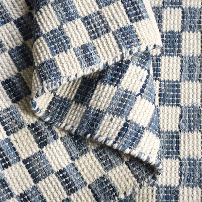 NICOLAVS RUG - IVORY/BLUE - HAND WOVEN - COTTON DENIM/WOOL