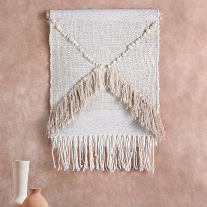 OBARSIA WALL HANGING - IVORY/BEIGE - HAND WOVEN - WOOL