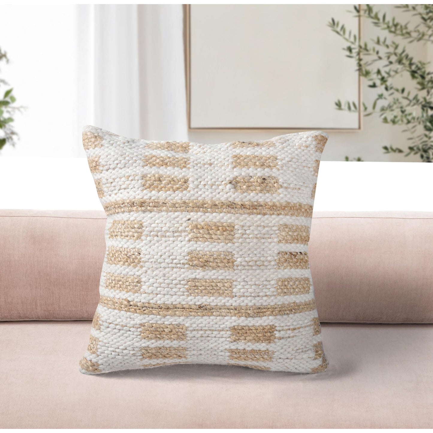 PLISKA CUSHION - WOOL/JUTE - IVORY/NATURAL