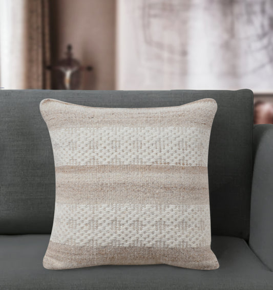 SIMEON CUSHION - BEIGE/IVORY - HAND WOVEN - WOOL