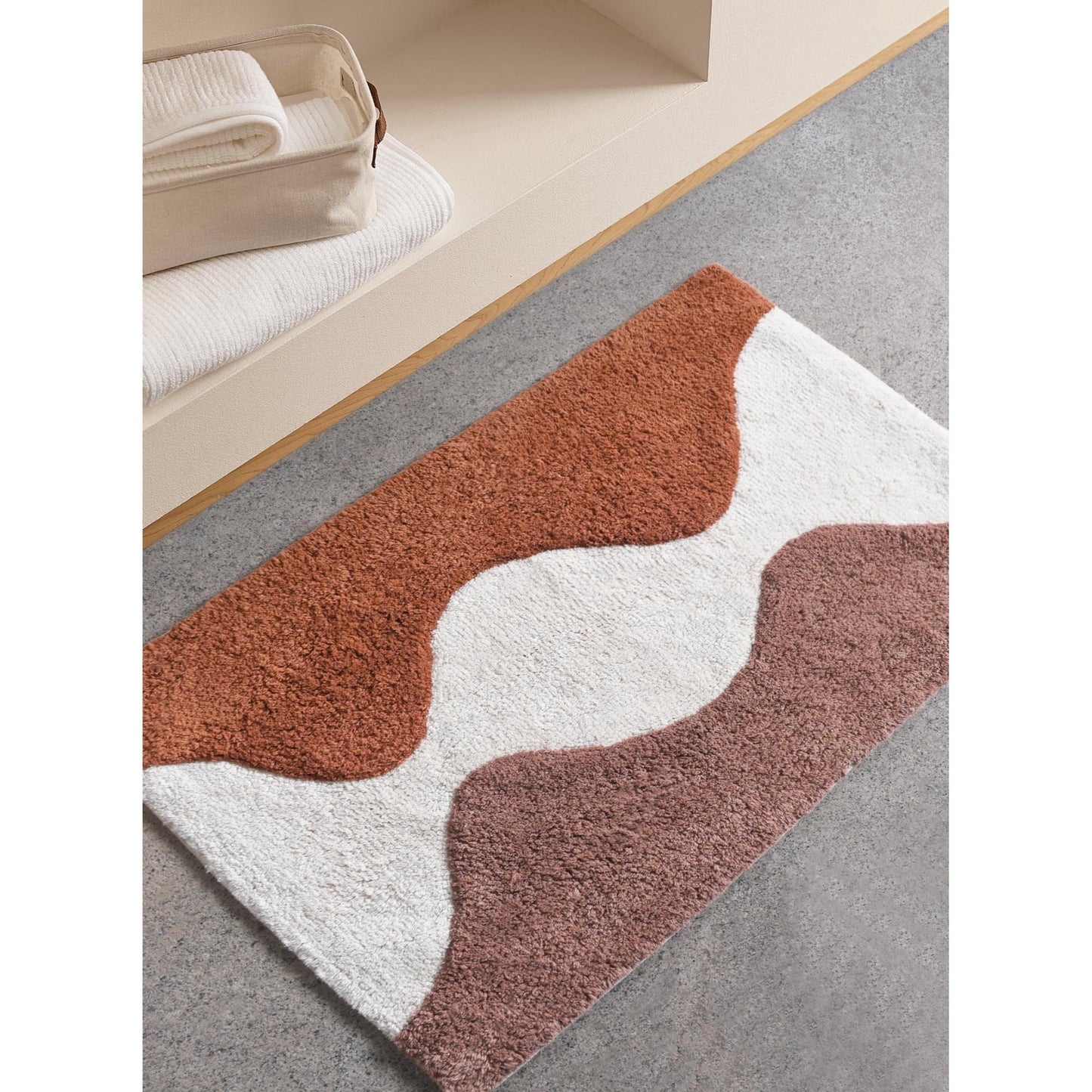 SKILPAD BATH RUG - IVORY/BROWN - COTTON - TABLE TUFTED