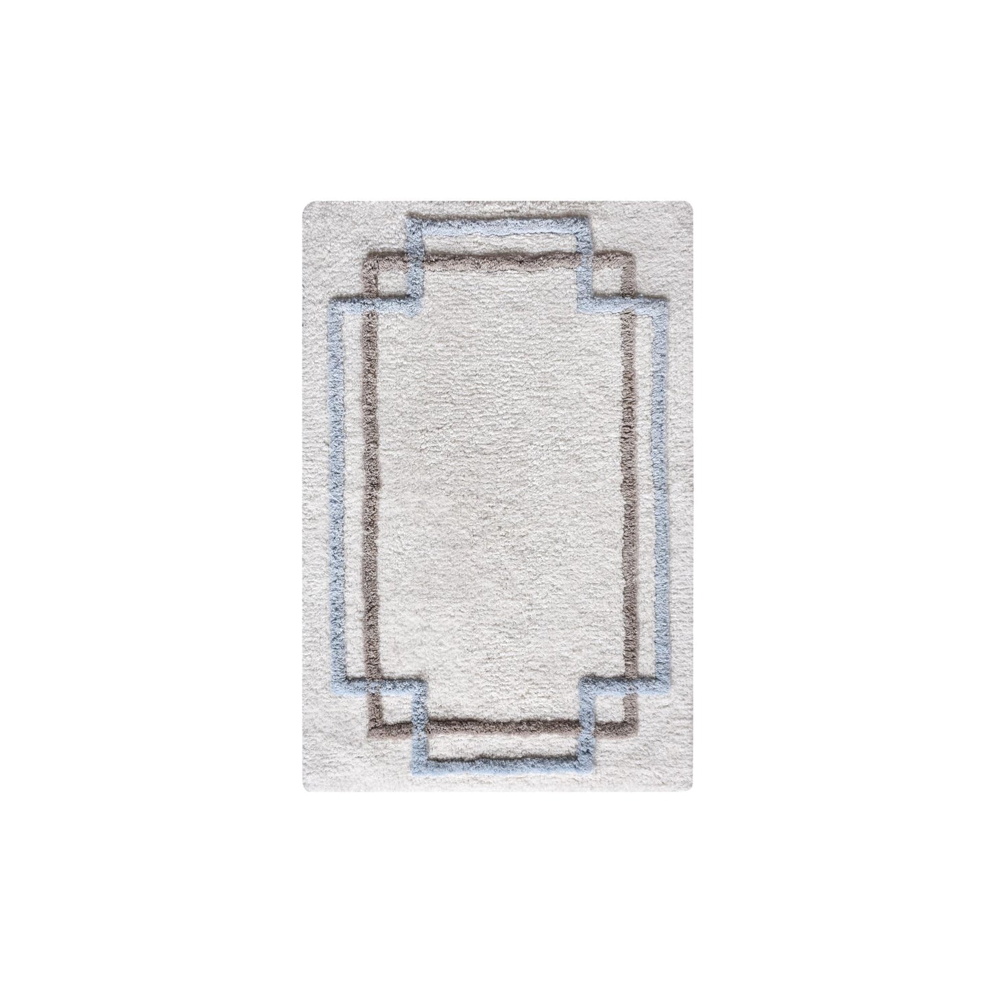 ANGKE-III BATH RUG - IVORY/BLUE/BEIGE - TABLE TUFTED - COTTON