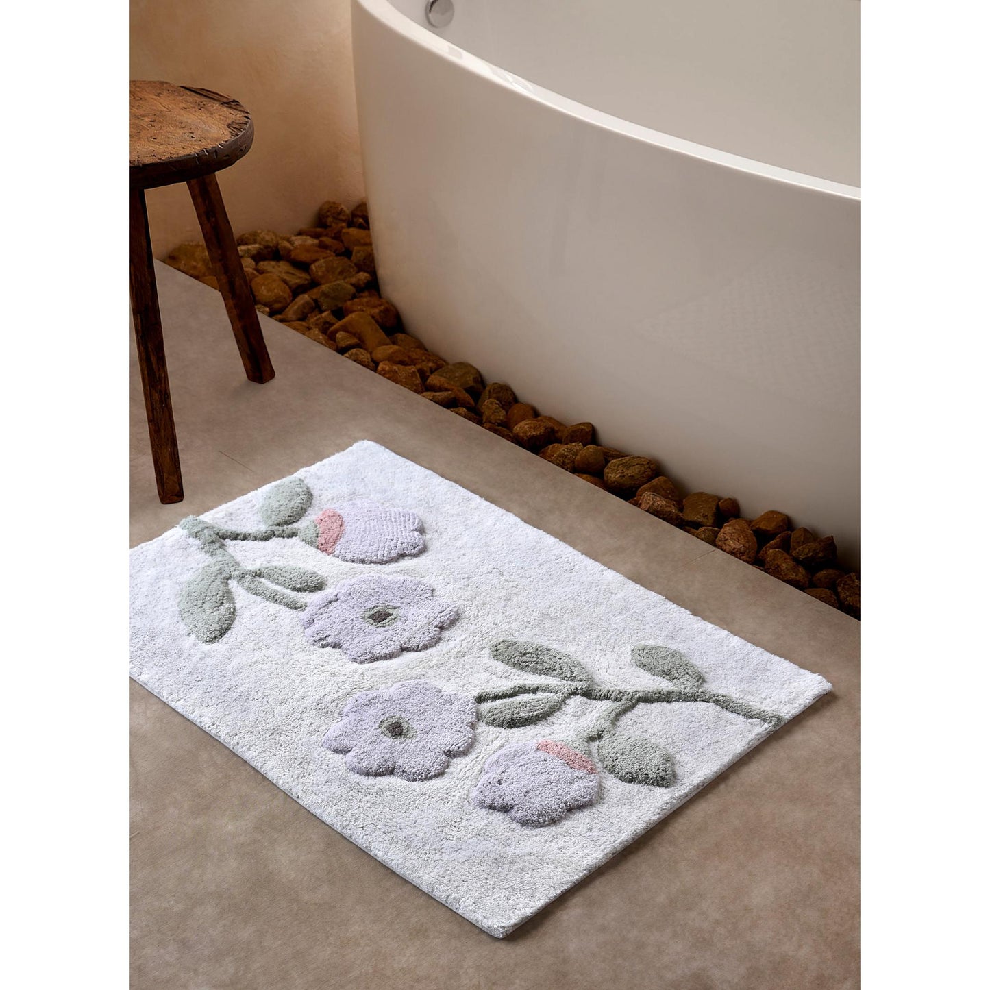 FLORINIA BATH RUG - NATURAL/MULTI - TABLE TUFTED - COTTON