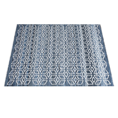 EIXAMPLE RUG - BLUE/IVORY - JACQUARD WOVEN - DENIM/WOOL