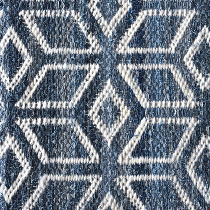 EIXAMPLE RUG - BLUE/IVORY - JACQUARD WOVEN - DENIM/WOOL
