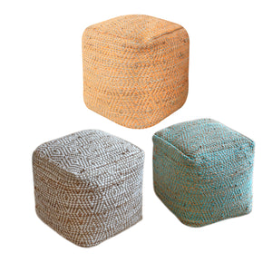 Abella Pouf, Cotton, Hemp, Pitloom, Flat Weave 