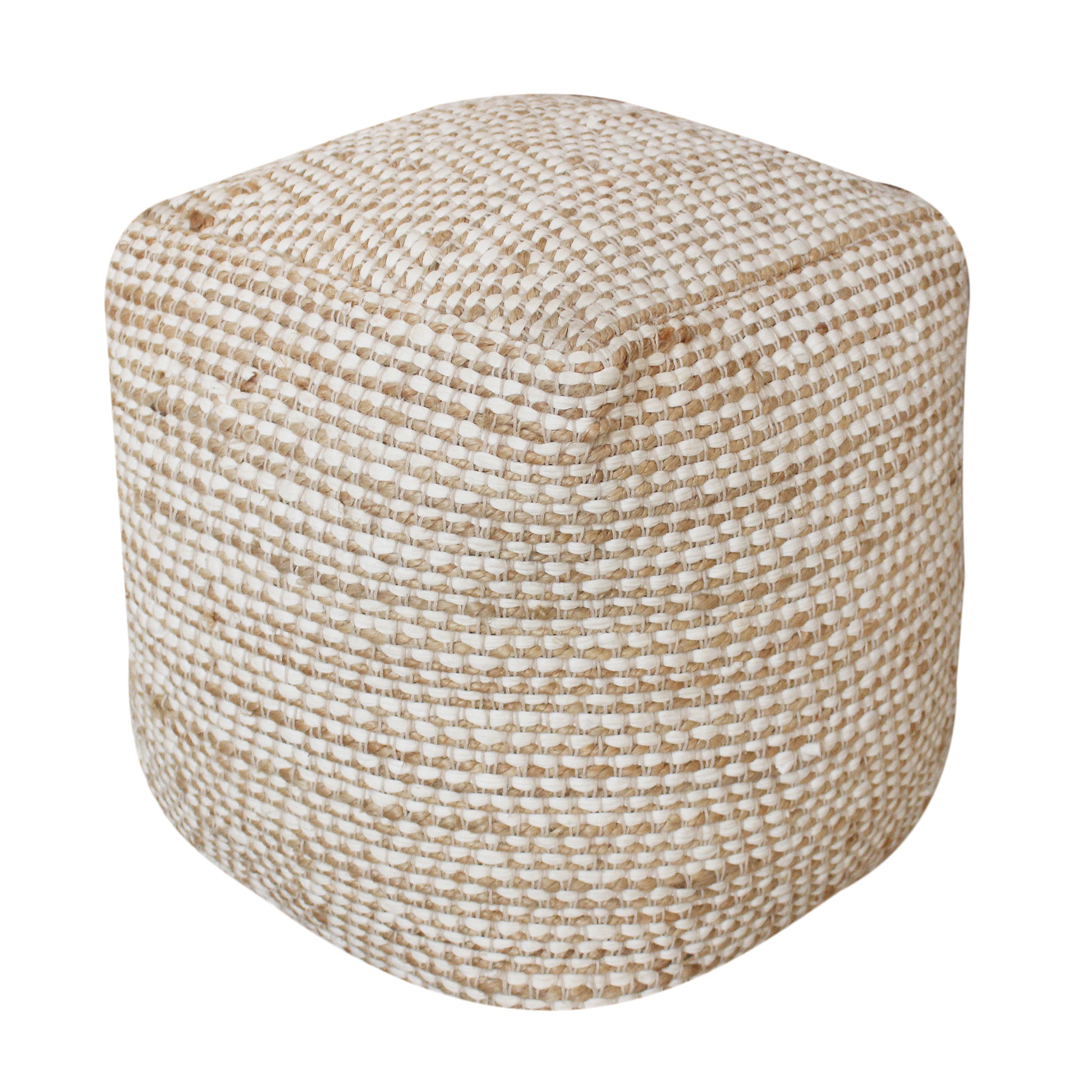 Abella Pouf, Cotton, Hemp, Natural White, Pitloom, Flat Weave 