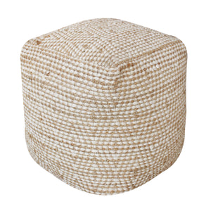 Abella Pouf, Cotton, Hemp, Natural White, Pitloom, Flat Weave 