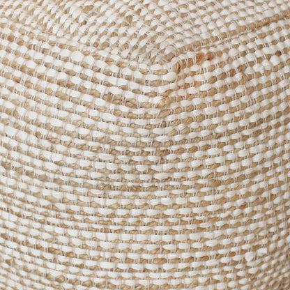 Abella Pouf, Cotton, Hemp, Natural White, Pitloom, Flat Weave 
