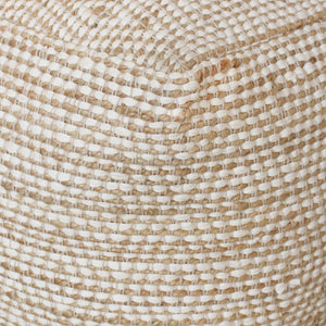 Abella Pouf, Cotton, Hemp, Natural White, Pitloom, Flat Weave 