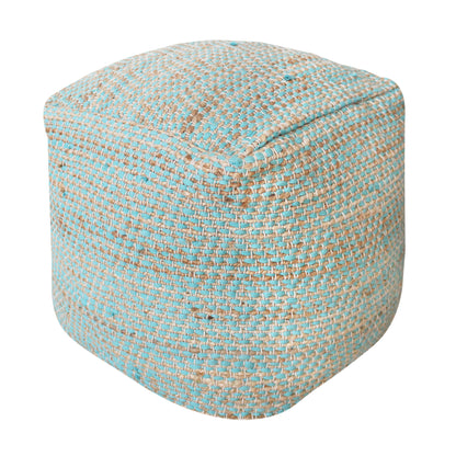 Abella Pouf, Cotton, Hemp, Aqua, Pitloom, Flat Weave 