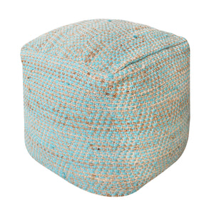 Abella Pouf, Cotton, Hemp, Aqua, Pitloom, Flat Weave 