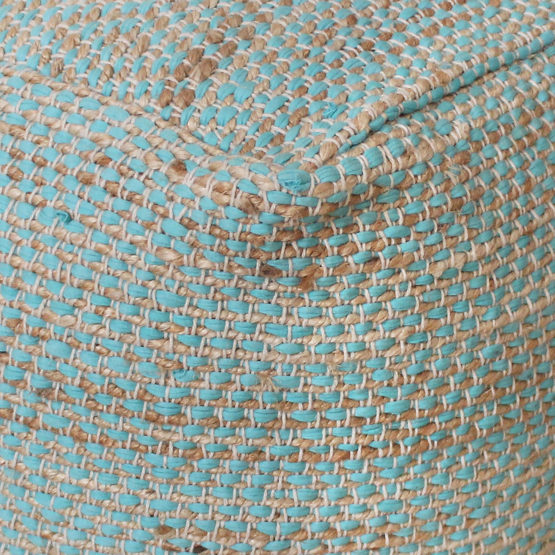 Abella Pouf, Cotton, Hemp, Aqua, Pitloom, Flat Weave 
