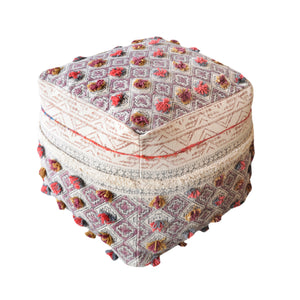 Adono Pouf, Cotton, Printed, Polyester, Multi, Pitloom, All Cut