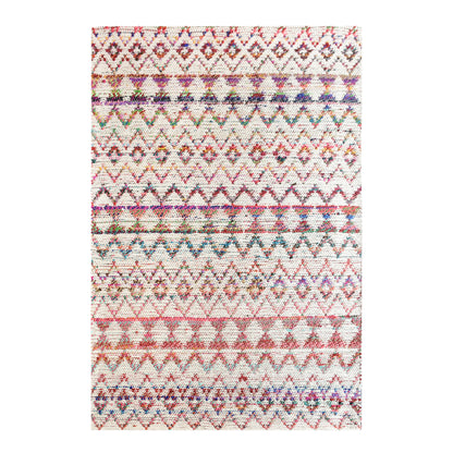 Area Rug, Bedroom Rug, Living Room Rug, Living Area Rug, Indian Rug, Office Carpet, Office Rug, Shop Rug Online, Wool, Recycled Fabric, Natural White, Multi, Pitloom, Flat Weave, geometric 
