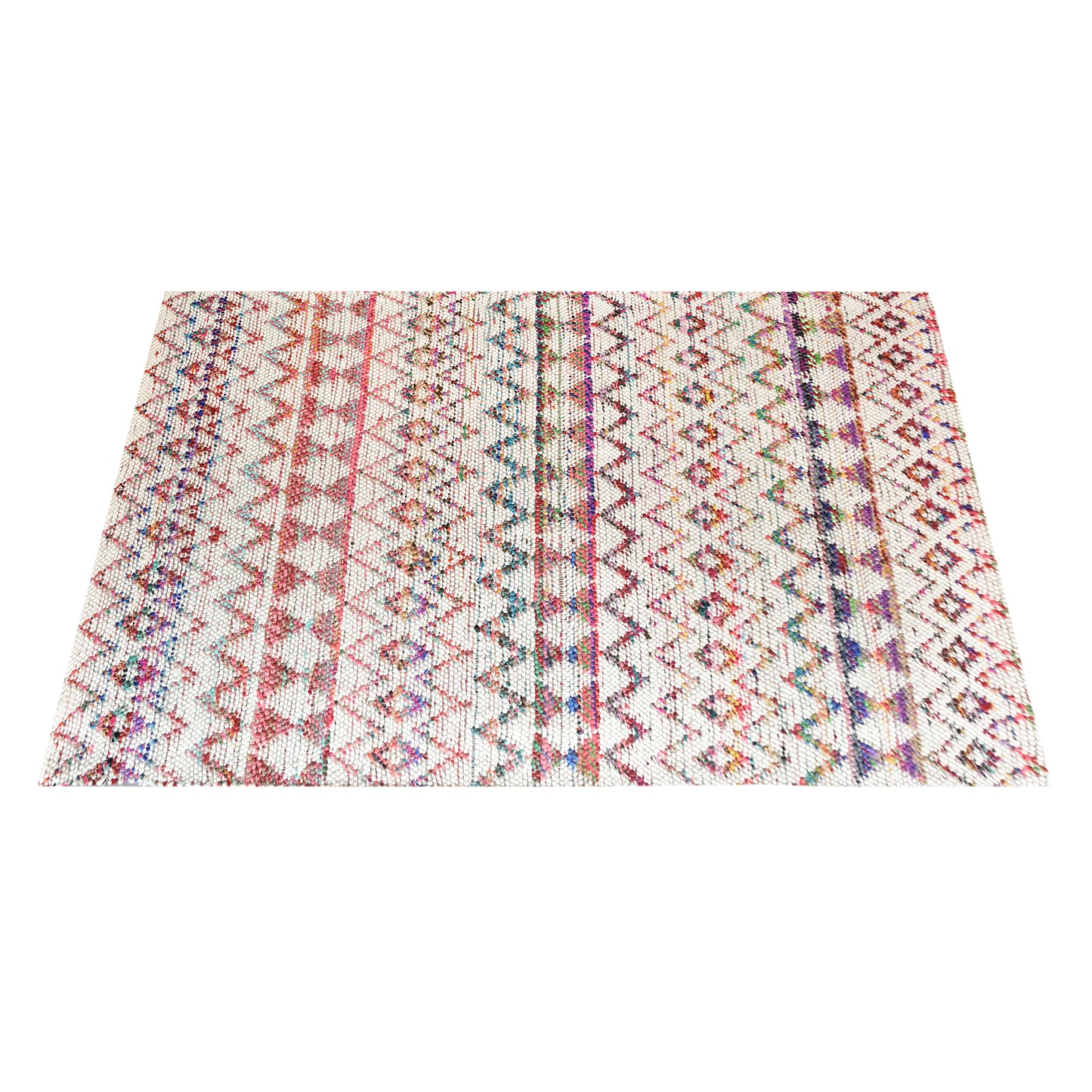 Area Rug, Bedroom Rug, Living Room Rug, Living Area Rug, Indian Rug, Office Carpet, Office Rug, Shop Rug Online, Wool, Recycled Fabric, Natural White, Multi, Pitloom, Flat Weave, geometric 