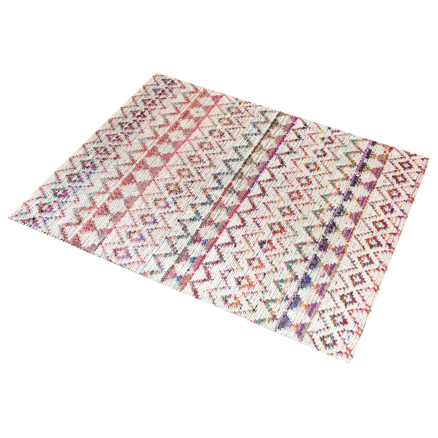 Area Rug, Bedroom Rug, Living Room Rug, Living Area Rug, Indian Rug, Office Carpet, Office Rug, Shop Rug Online, Wool, Recycled Fabric, Natural White, Multi, Pitloom, Flat Weave, geometric 