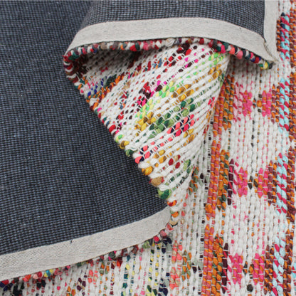 Area Rug, Bedroom Rug, Living Room Rug, Living Area Rug, Indian Rug, Office Carpet, Office Rug, Shop Rug Online, Wool, Recycled Fabric, Natural White, Multi, Pitloom, Flat Weave, geometric 