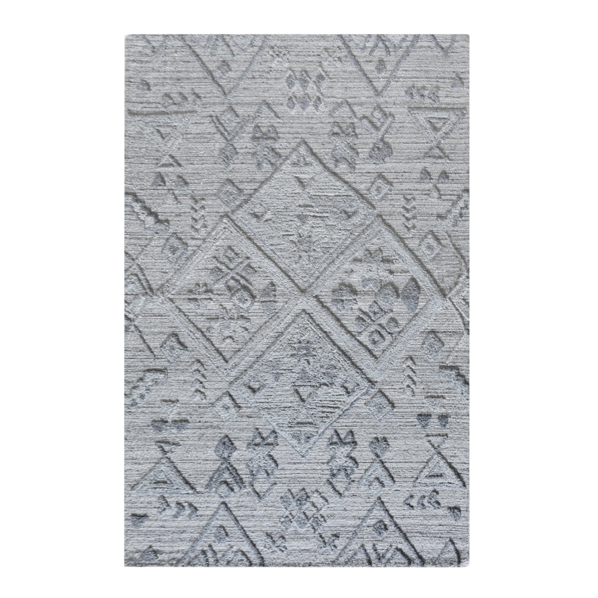 Area Rug, Bedroom Rug, Living Room Rug, Living Area Rug, Indian Rug, Office Carpet, Office Rug, Shop Rug Online, Wool, Viscose Blend, Grey, Hand woven, All Loop, Diamond