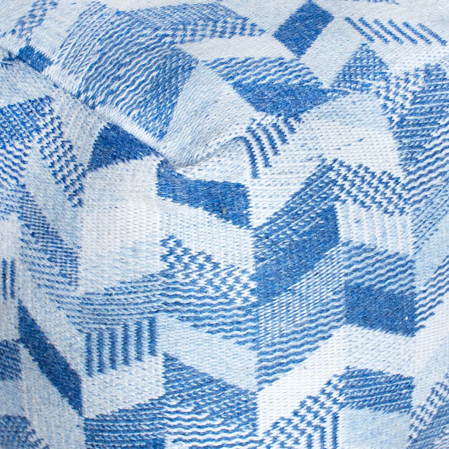 Akola Pouf, Pet, Blue, Jaquard Durry, Flat Weave