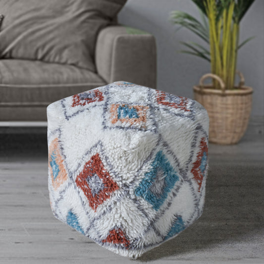 Albon Pouf, Nz Wool, Multi, Bm Sn, All Cut