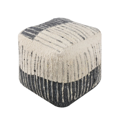 Alivia Pouf, Wool, Natural White, Grey, Hand woven, All Loop