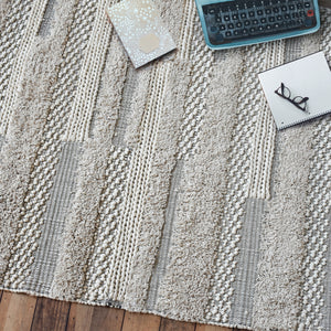 Area Rug, Bedroom Rug, Living Room Rug, Living Area Rug, Indian Rug, Office Carpet, Office Rug, Shop Rug Online, Cotton, Rag, Natural White, Pitloom, Cut And Loop, textured 