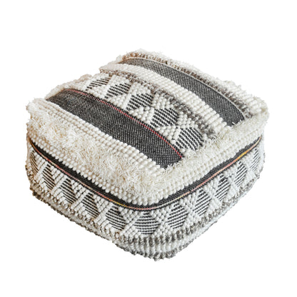 Altare Pouf, Wool, Natural, Pitloom, Cut And Loop