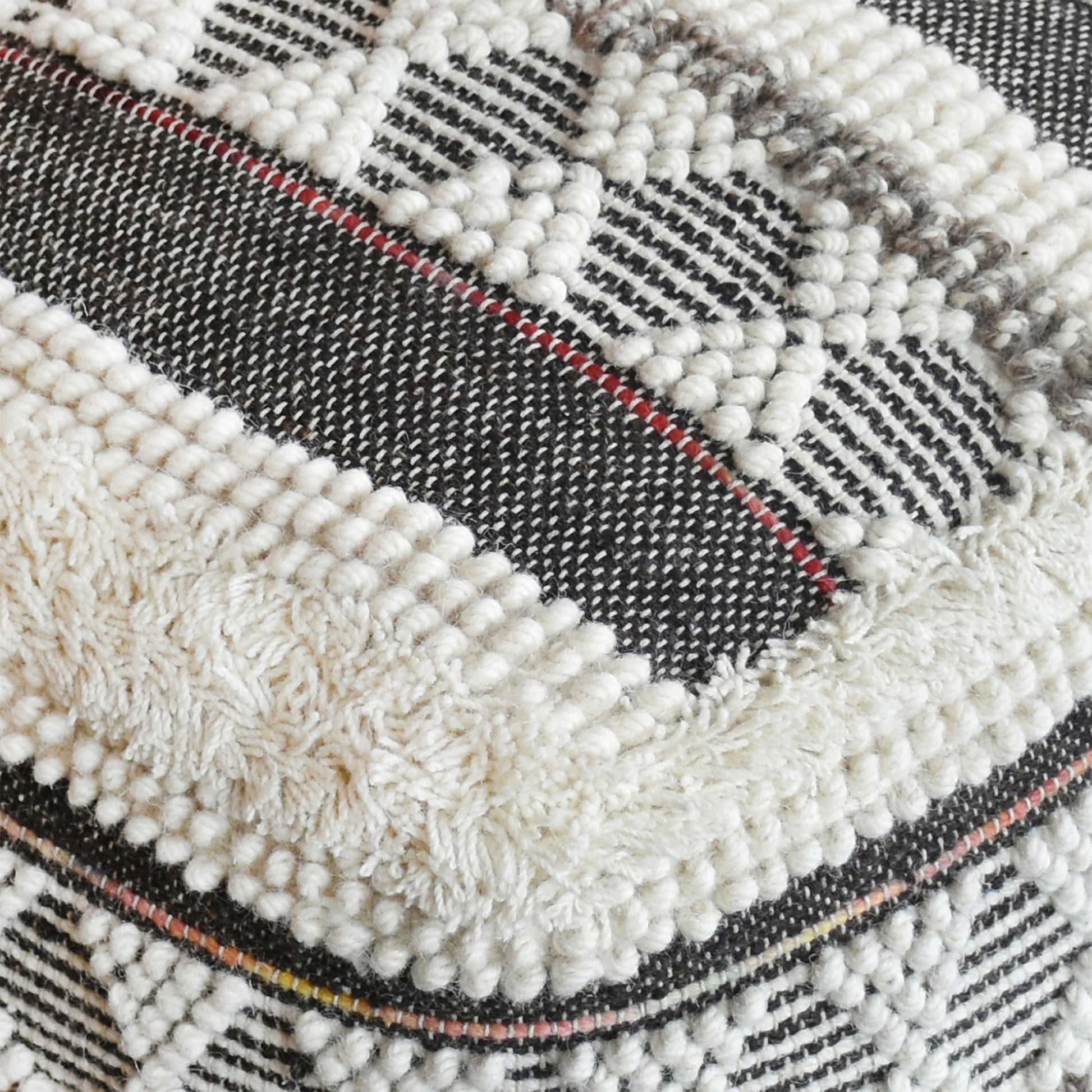Altare Pouf, Wool, Natural, Pitloom, Cut And Loop