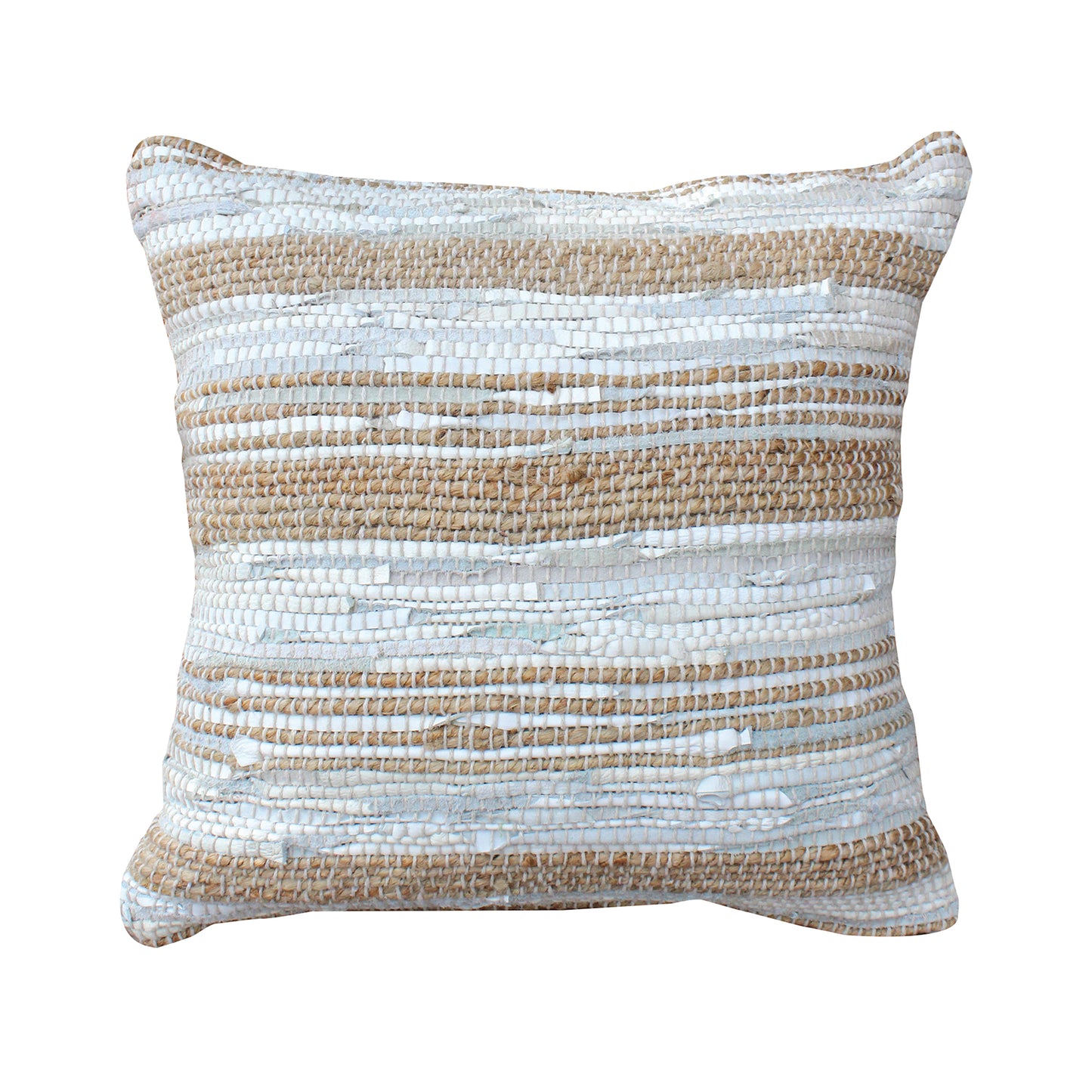 Amela Pillow, Hemp, Leather, Natural White, Natural, Pitloom, Flat Weave